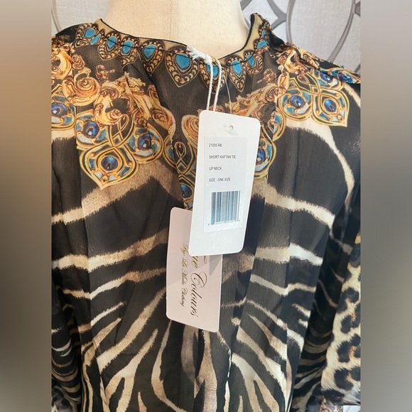 NWT True Colours by La Moda Animal Print Caftan Dress One Size - Picture 11 of 12